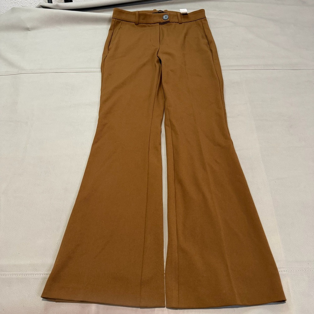 Zara Women Brown Minimal Earthtone Wide Baggy High Waist Pant Trouser Y2K S-5358